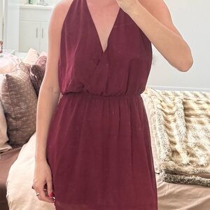 Elegant Burgundy Halter Dress